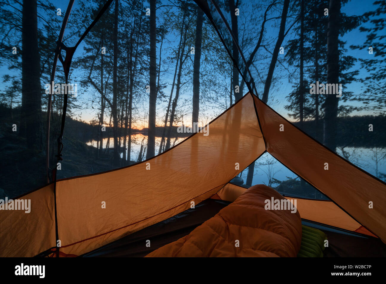 Campeggio al parco nazionale di Kolovesi, Enonkoski, Finlandia Foto Stock