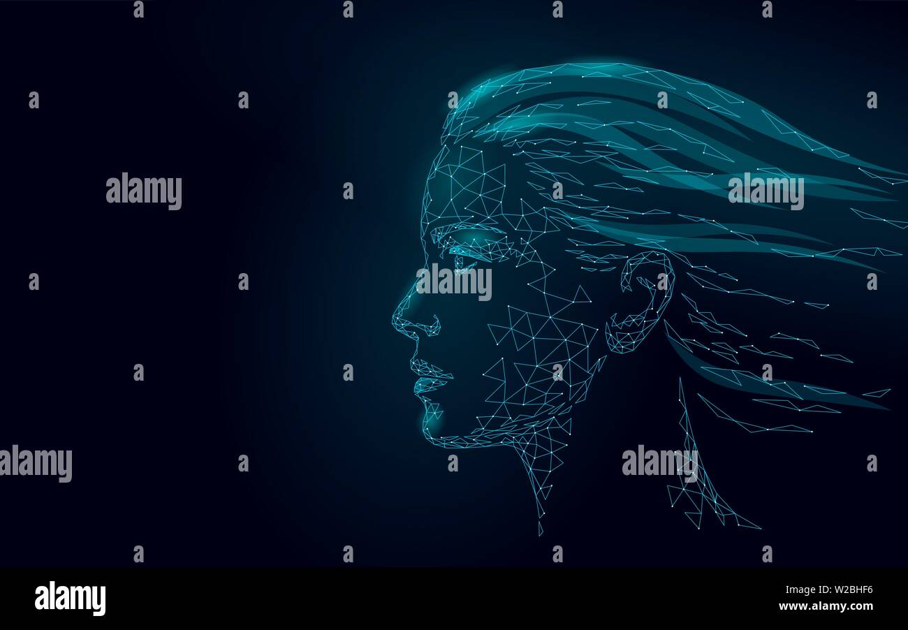 Bassa poli femmina faccia umana laser trattamento della pelle. Procedura di ringiovanimento del salone di bellezza cura. Clinica di medicina cosmetologia innovazione tecnologica. 3D Illustrazione Vettoriale