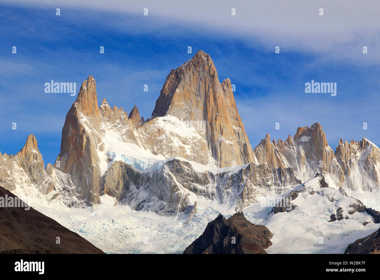 Argentina, Patagonia, El Chalten, parco nazionale Los Glaciares, Cerro Fitzroy Peak Foto Stock
