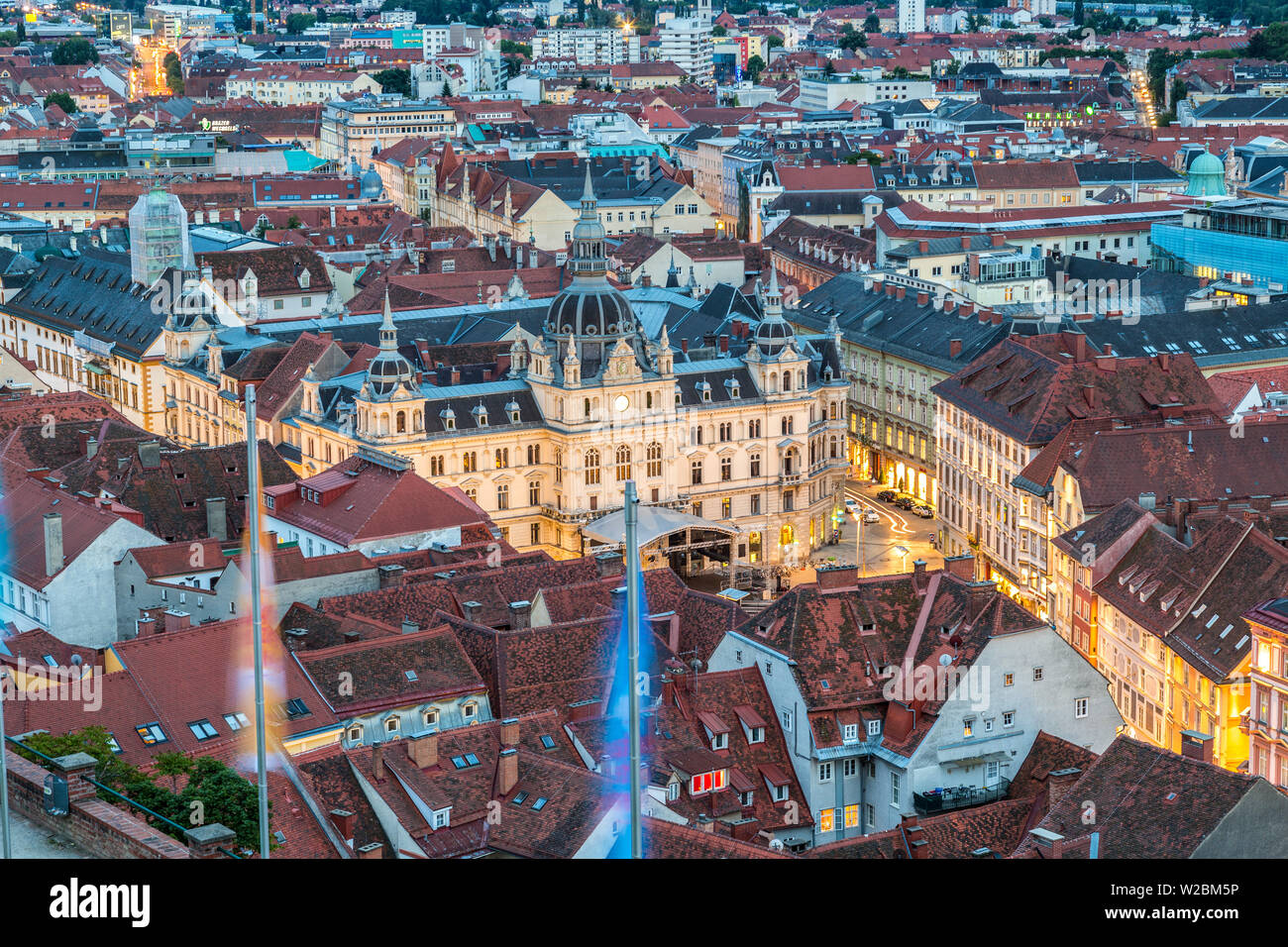 Vista sulla città e sui tetti di Firenze, Graz, Austria Foto Stock