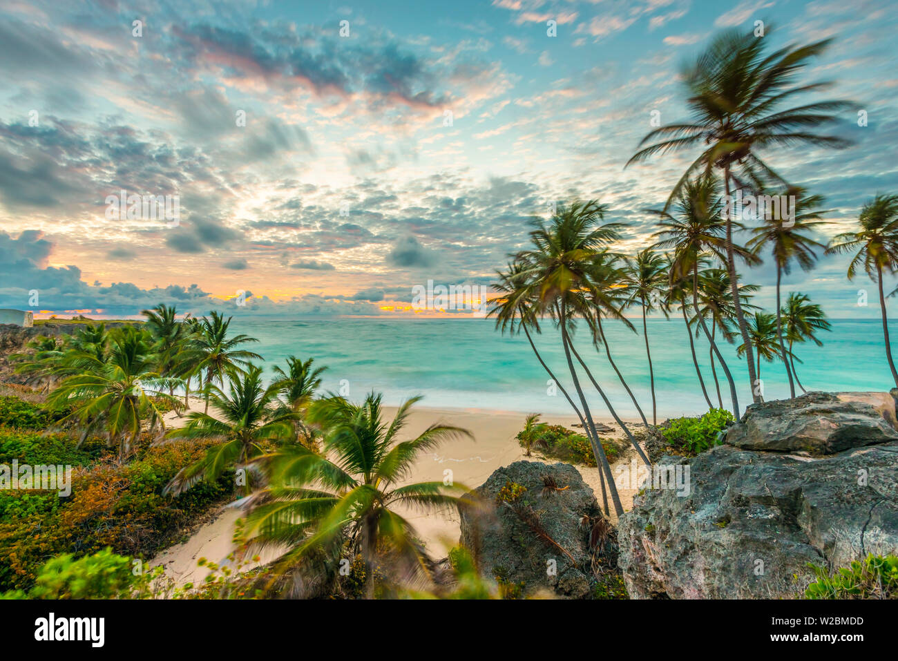 Caraibi, Barbados, alloggiamento inferiore, Fondo Bay Beach Foto Stock