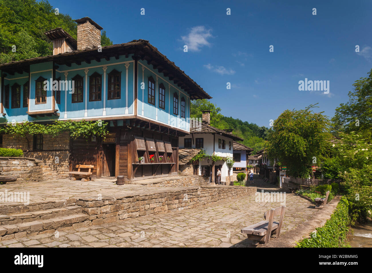 La Bulgaria, centrale Monti, Etar, Etar villaggio etnografico, tradizionale Ottomano era case Foto Stock