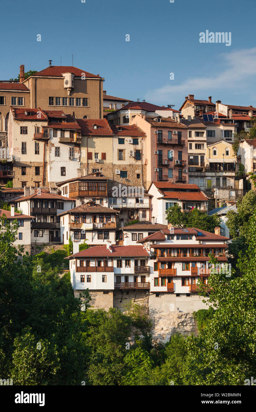 La Bulgaria, centrale Monti, Veliko Tarnovo, vista in elevazione di Varosha, Old Town Foto Stock