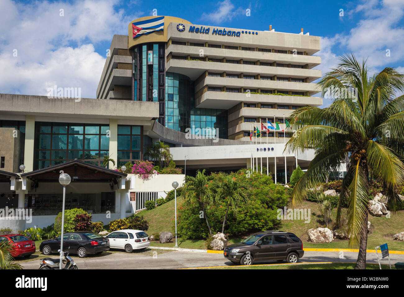 Cuba, La Habana, Havana Centrale, Il Malecon, Melia Hotel Havana Foto Stock
