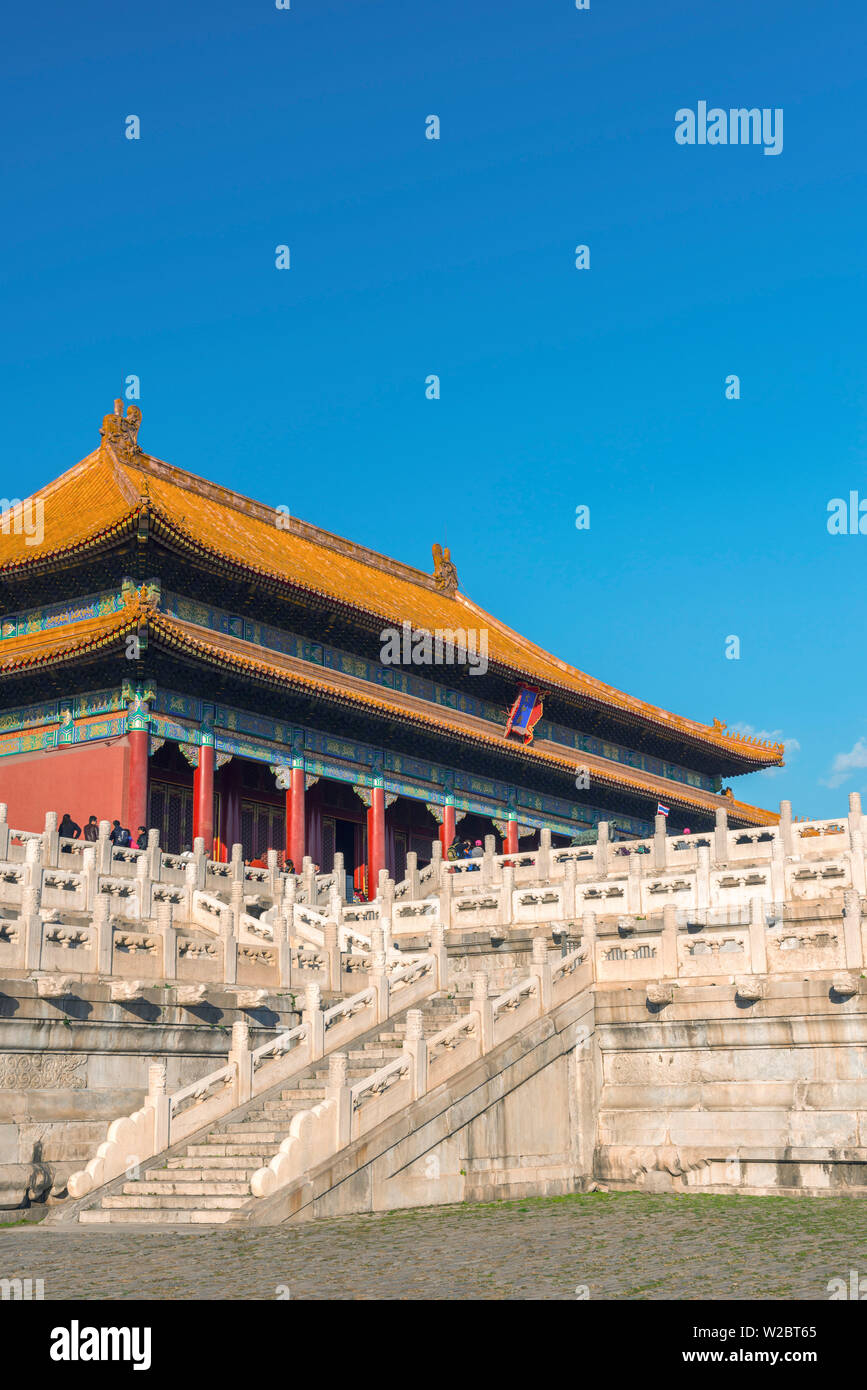 Cina, Pechino, Città Proibita, sala della suprema armonia dalla porta della suprema armonia Foto Stock
