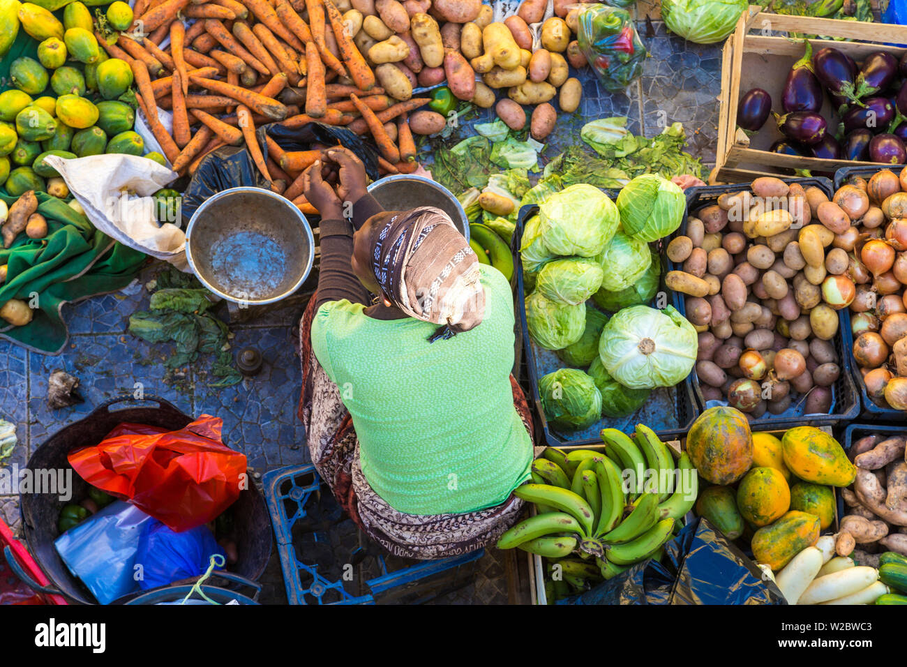 Mercato Africano, Assomada, isola di Santiago, Capo Verde Foto Stock