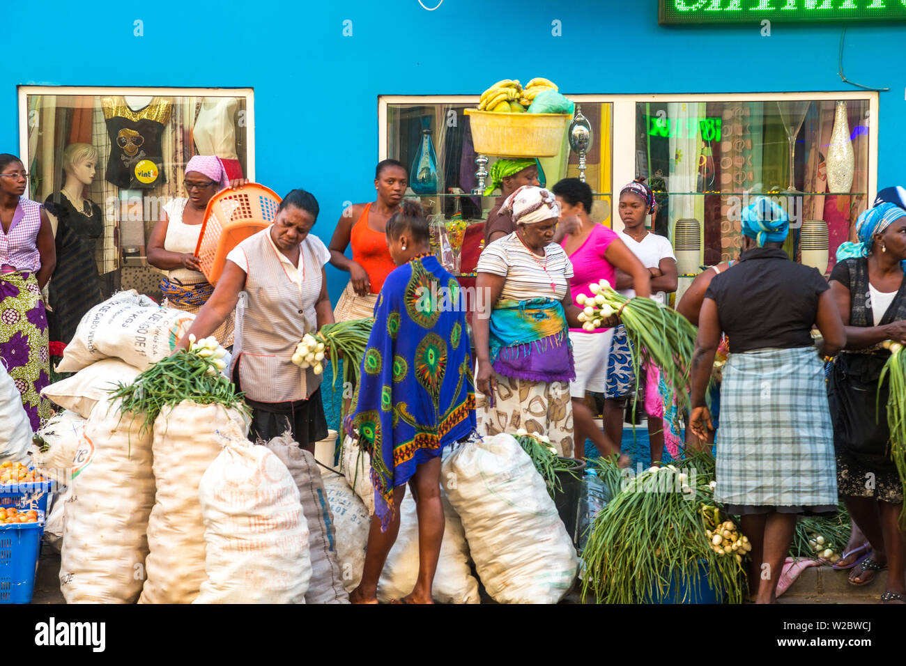 Mercato ortofrutticolo, Praia, isola di Santiago, Capo Verde Foto Stock