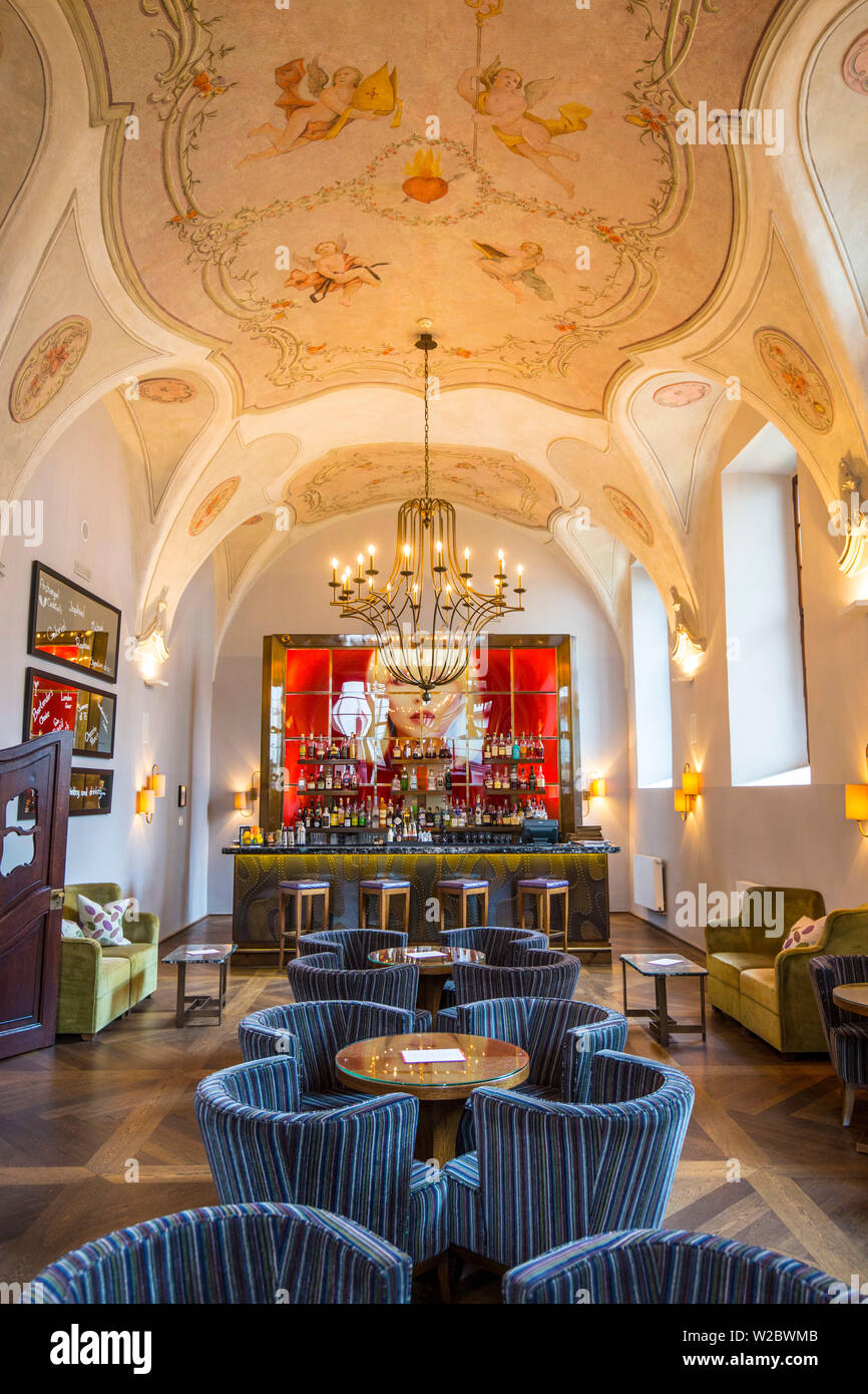 1887 Bar in Agostino Hotel, Mala Strana (Quartiere Piccolo), Praga, Repubblica Ceca Foto Stock