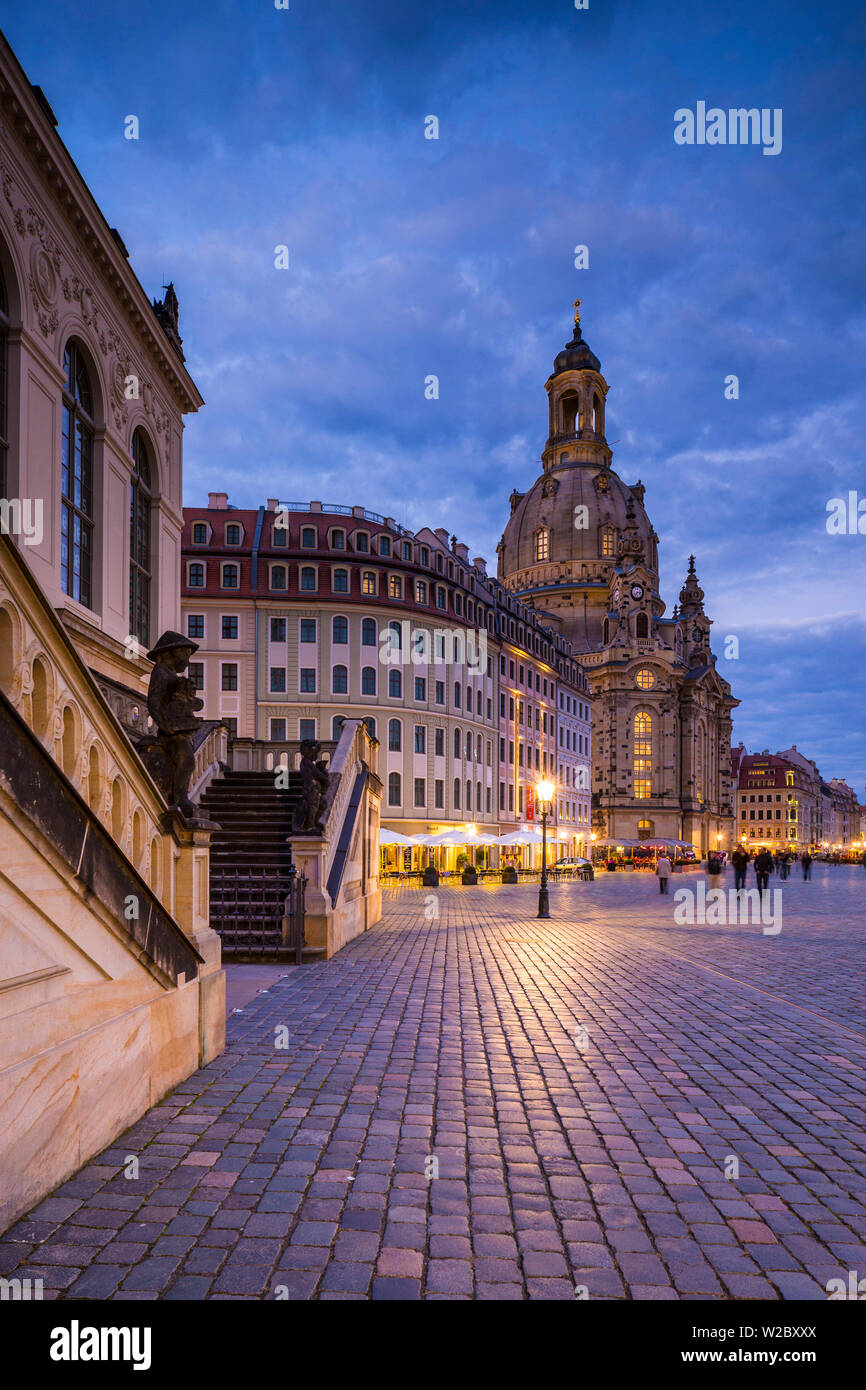 La Frauenkirche, Neumarkt, Dresda, Sassonia, Germania Foto Stock