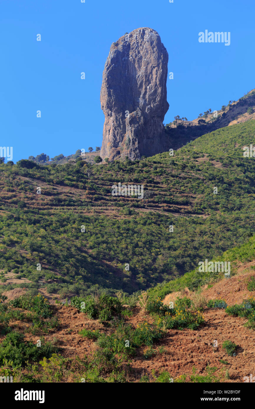 "Finger' rock vicino a Gonder, Amhara Region, Etiopia Foto Stock