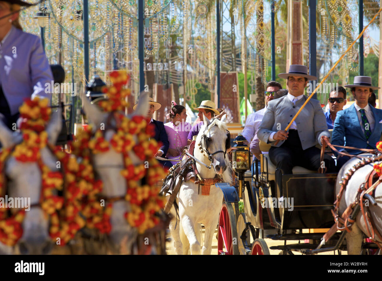 Annuale Fiera del Cavallo, Jerez de la Frontera, la provincia di Cadiz Cadice, Andalusia, Spagna Foto Stock