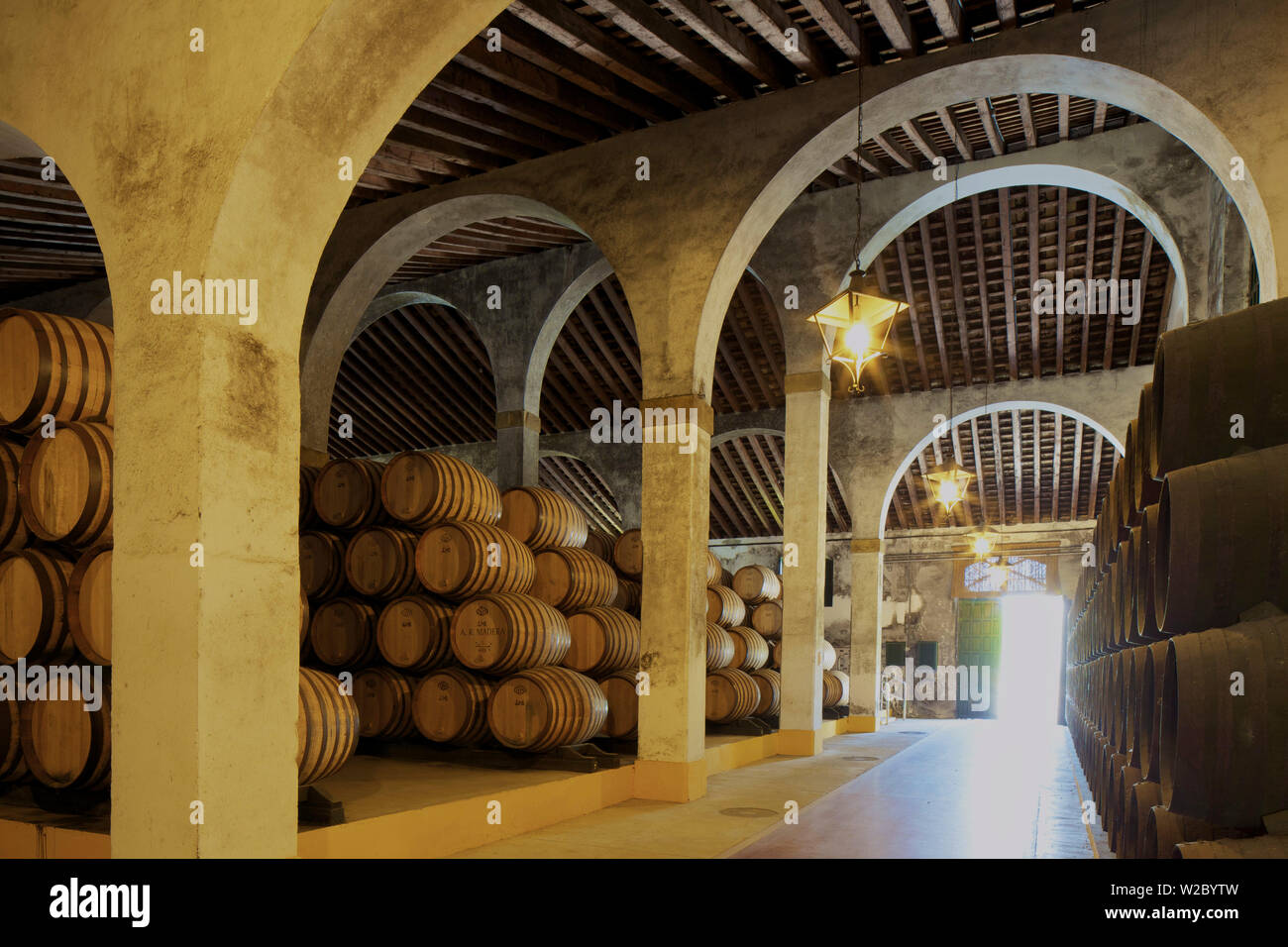 Bodegas Lustau, Jerez de la Frontera, la provincia di Cadiz Cadice, Andalusia, Spagna Foto Stock