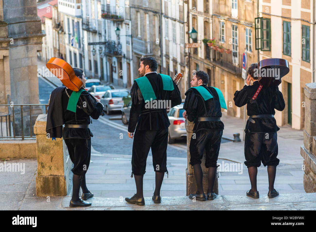 Il galiziano, muscians, street, Santiago, de, Compestela, Galizia, Spagna Foto Stock