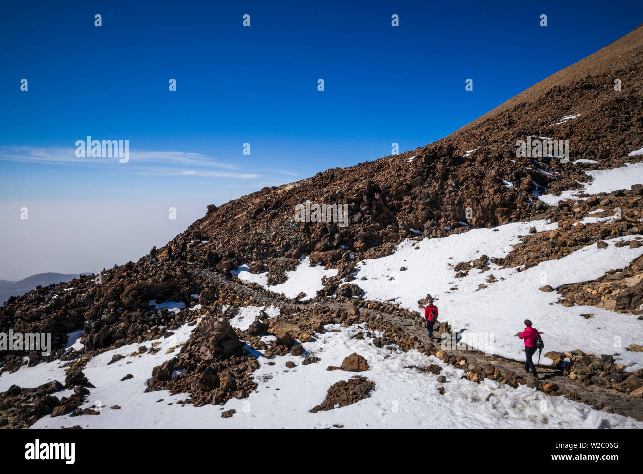 Spagna Isole Canarie, Tenerife, Parque Nacional del Teide Pico del Teide, vertice escursionisti Foto Stock