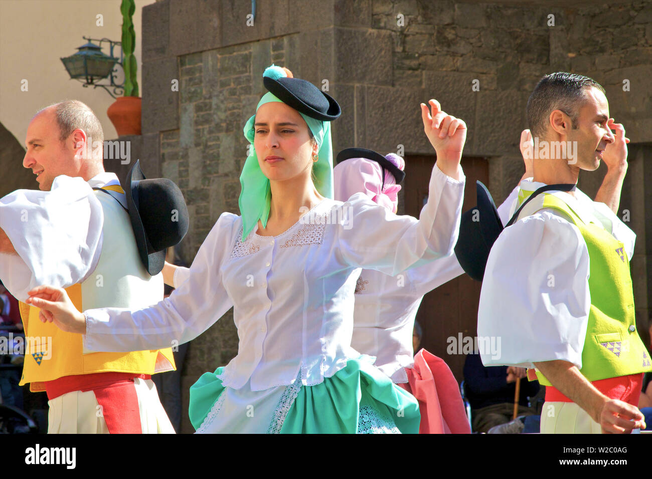 Balli tradizionali a Pueblo Canario, Las Palmas de Gran Canaria Gran Canaria Isole Canarie Spagna, Oceano Atlantico, Europa Foto Stock