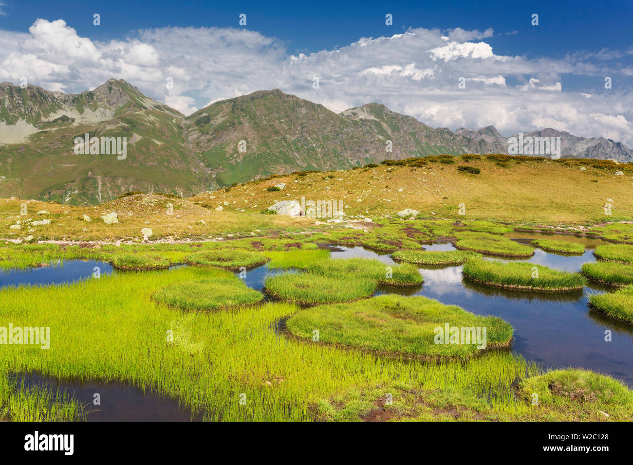 Valle dei sette laghi, montagne del Caucaso, Abkhazia, Georgia Foto Stock