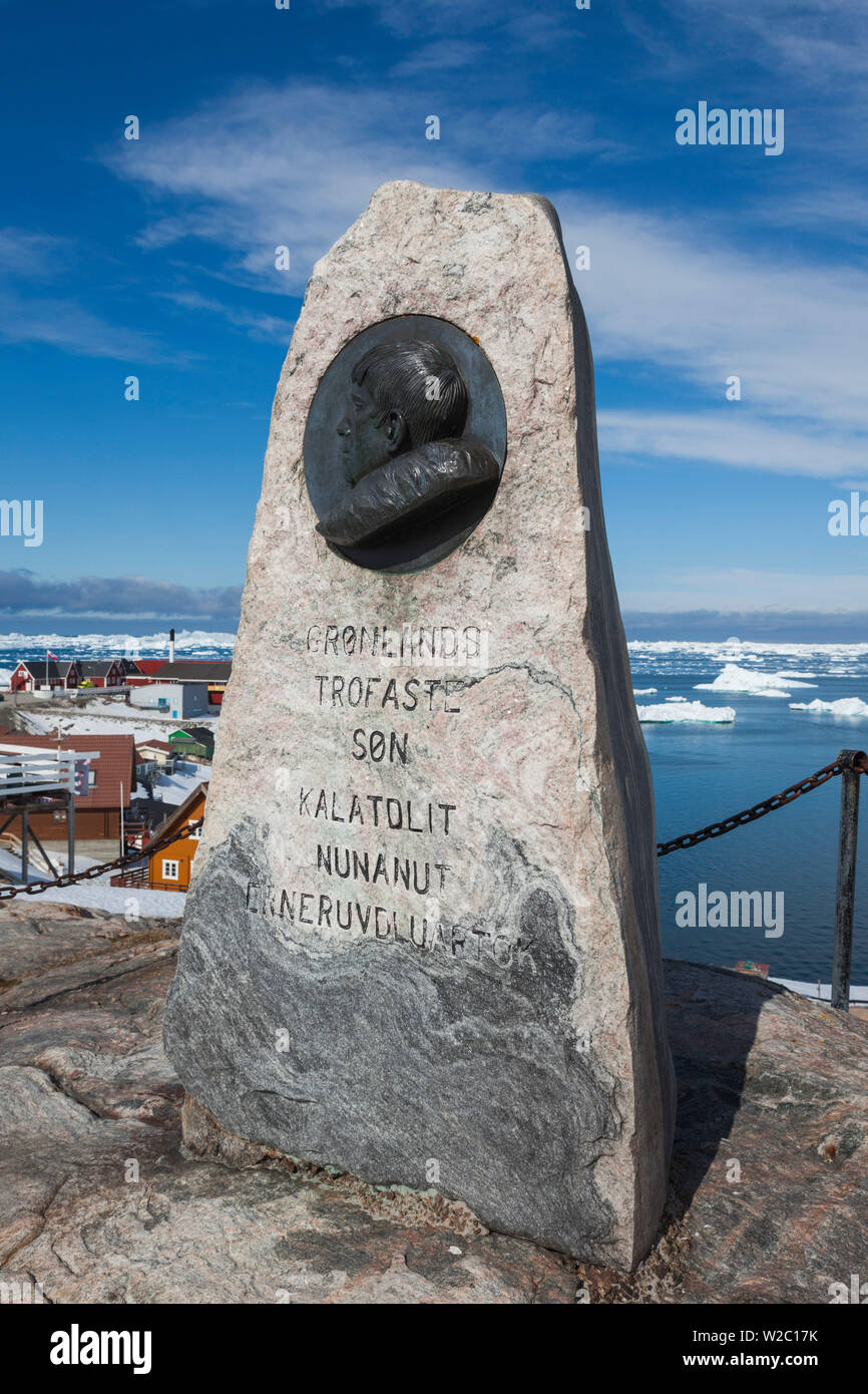 La Groenlandia, Disko Bay, Ilulissat, Knud Rasmussen Memorial Foto Stock