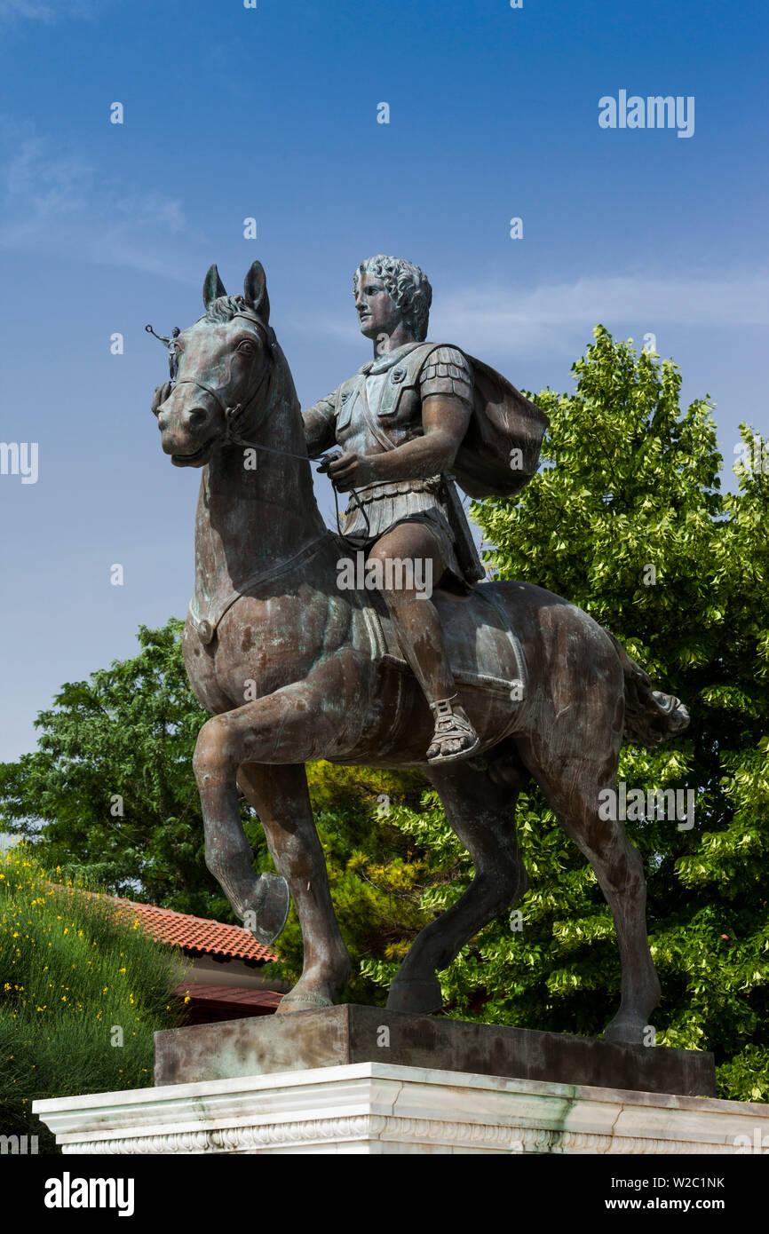 La Grecia e la Macedonia centrale regione, Pella, luogo di nascita di Alessandro Magno, statua di Alessandro il Grande Foto Stock