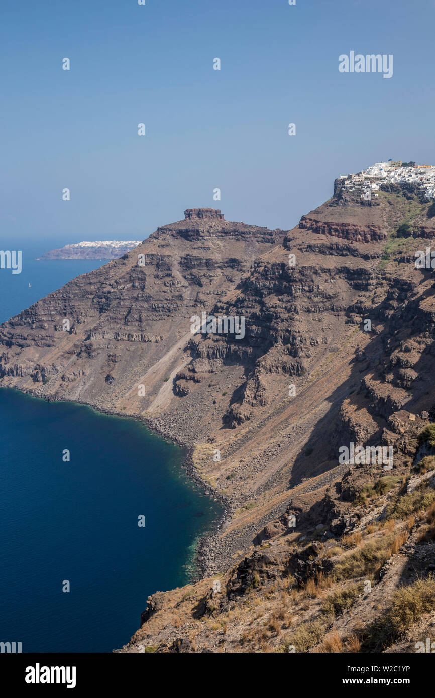 Vista di Imerovigli, Santorini (Thira), Isole Cicladi, Grecia Foto Stock