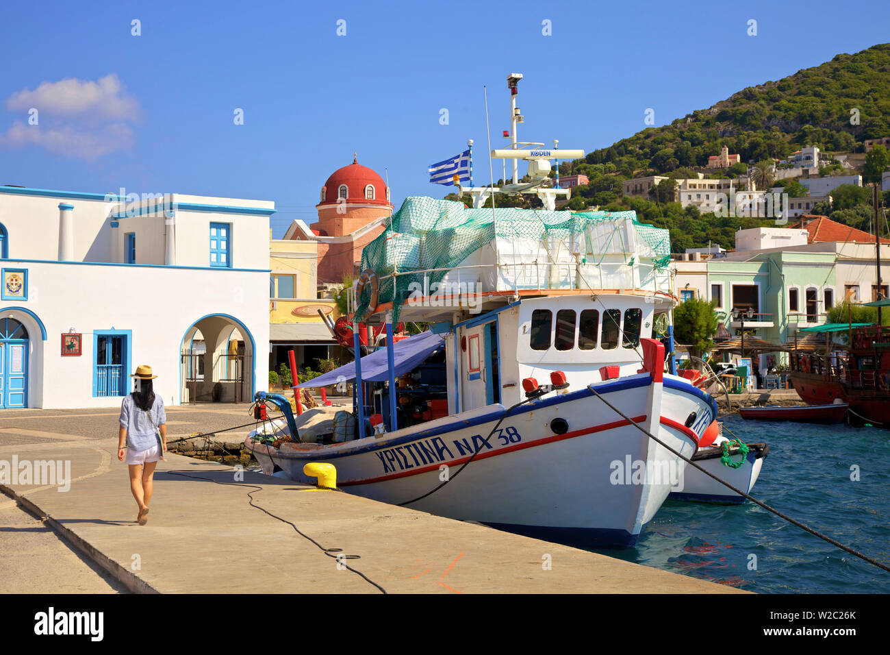 Porto di Agia Marina, LEROS, DODECANNESO, isole greche, Grecia, Europa Foto Stock
