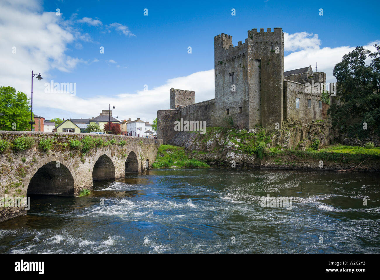 L'Irlanda, nella contea di Tipperary, Cahir, Castello di Cahir, del XII secolo, esterna Foto Stock