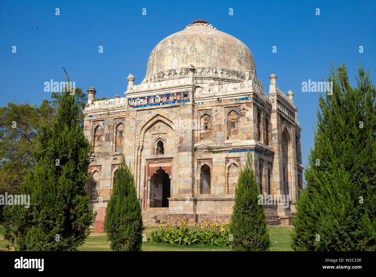 India, Delhi, New Delhi, Lodi giardino, Shish Gumbad tomba Foto Stock