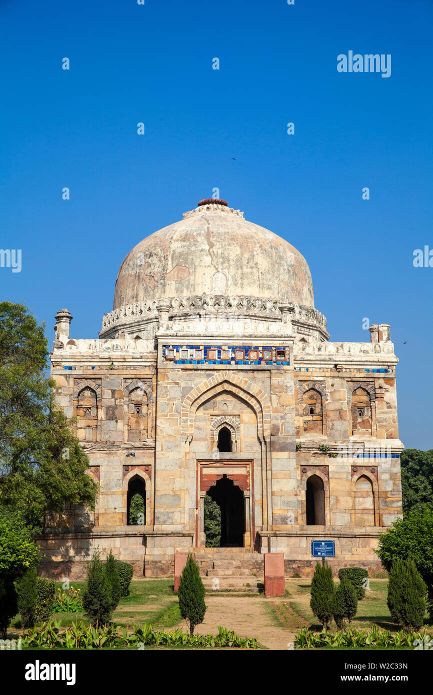 India, Delhi, New Delhi, Lodi giardino, Shish Gumbad tomba Foto Stock