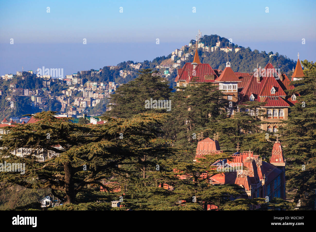 India, Himachal Pradesh, Shimla, vista di Shimla Foto Stock