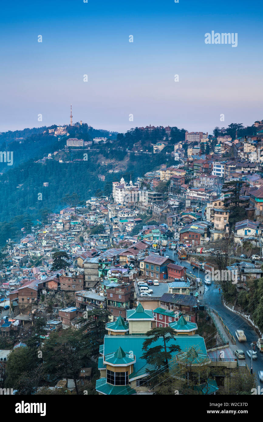 India, Himachal Pradesh, Shimla, vista sulla città Foto Stock