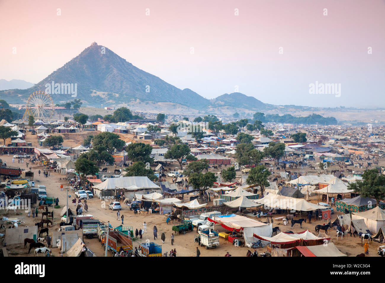 India Rajasthan, Pushkar, vista di Pushkar Camel Fair Foto Stock
