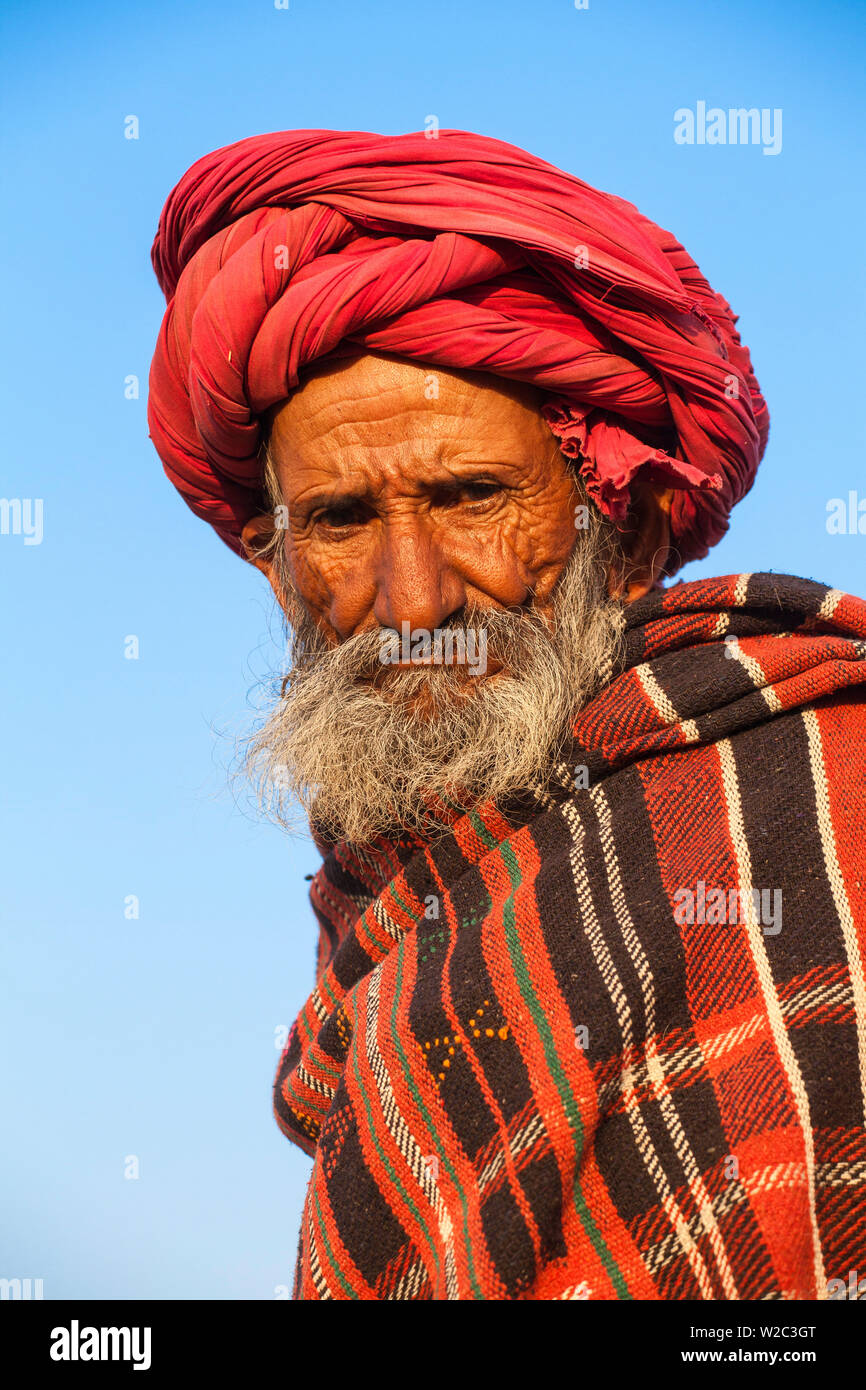 India Rajasthan, Pushkar, Camel commerciante a Pushkar Camel Fair Foto Stock