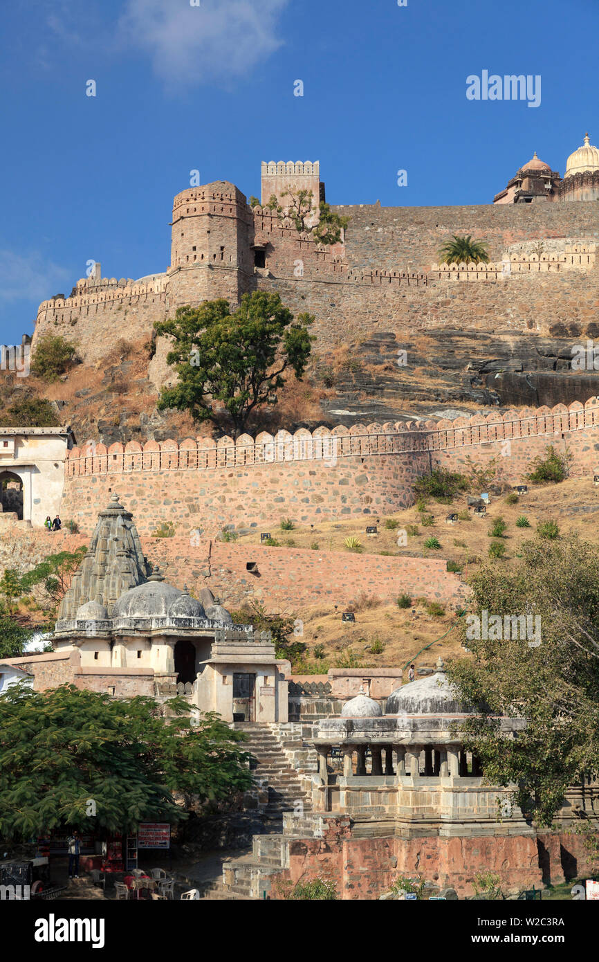 India Rajasthan, Kumbhalghar Fortezza (seconda parete più lunga al mondo) Foto Stock