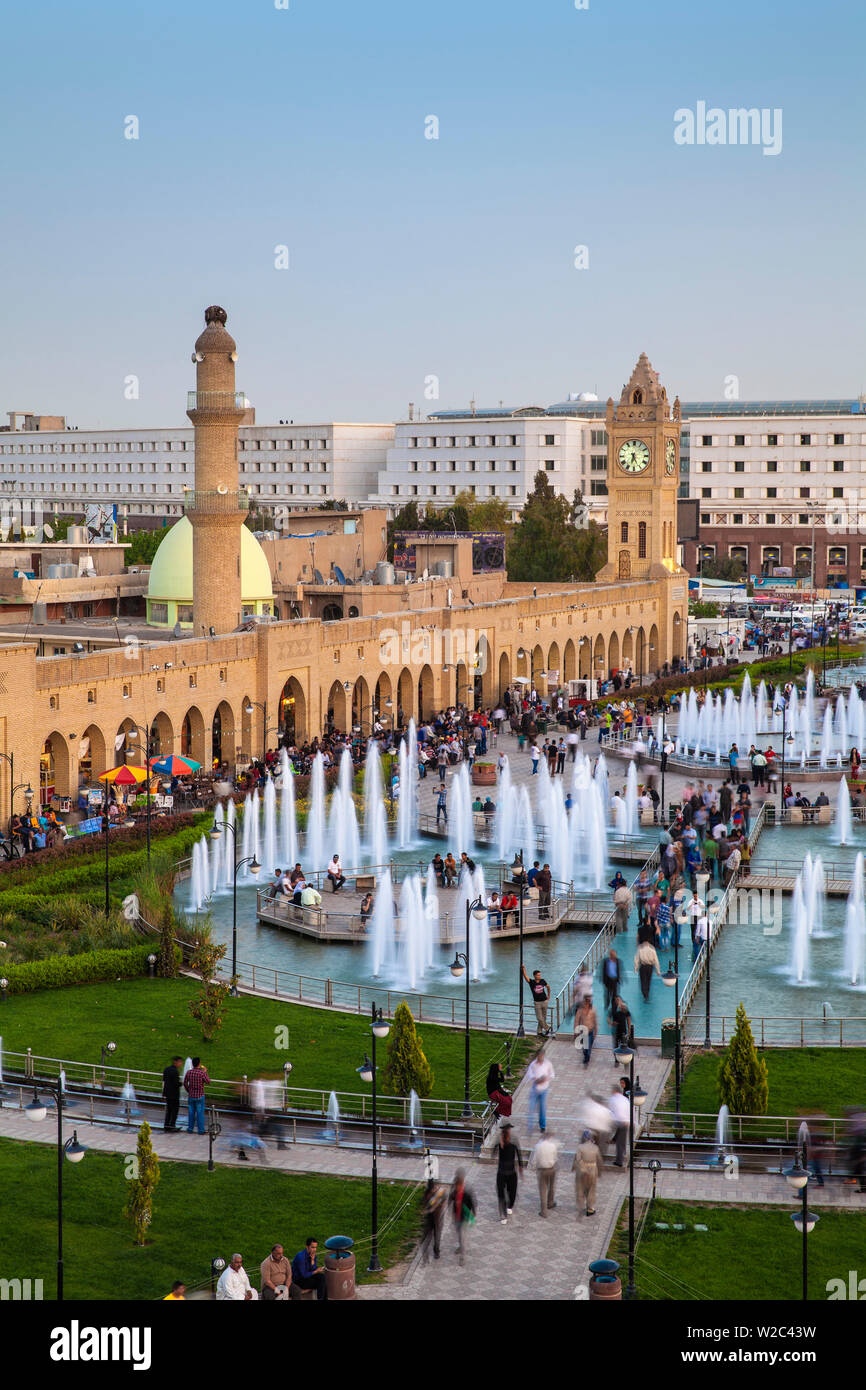 L'Iraq, Kurdistan, Erbil, Shar park (Centro Parco) e Qaysari Bazar Foto Stock