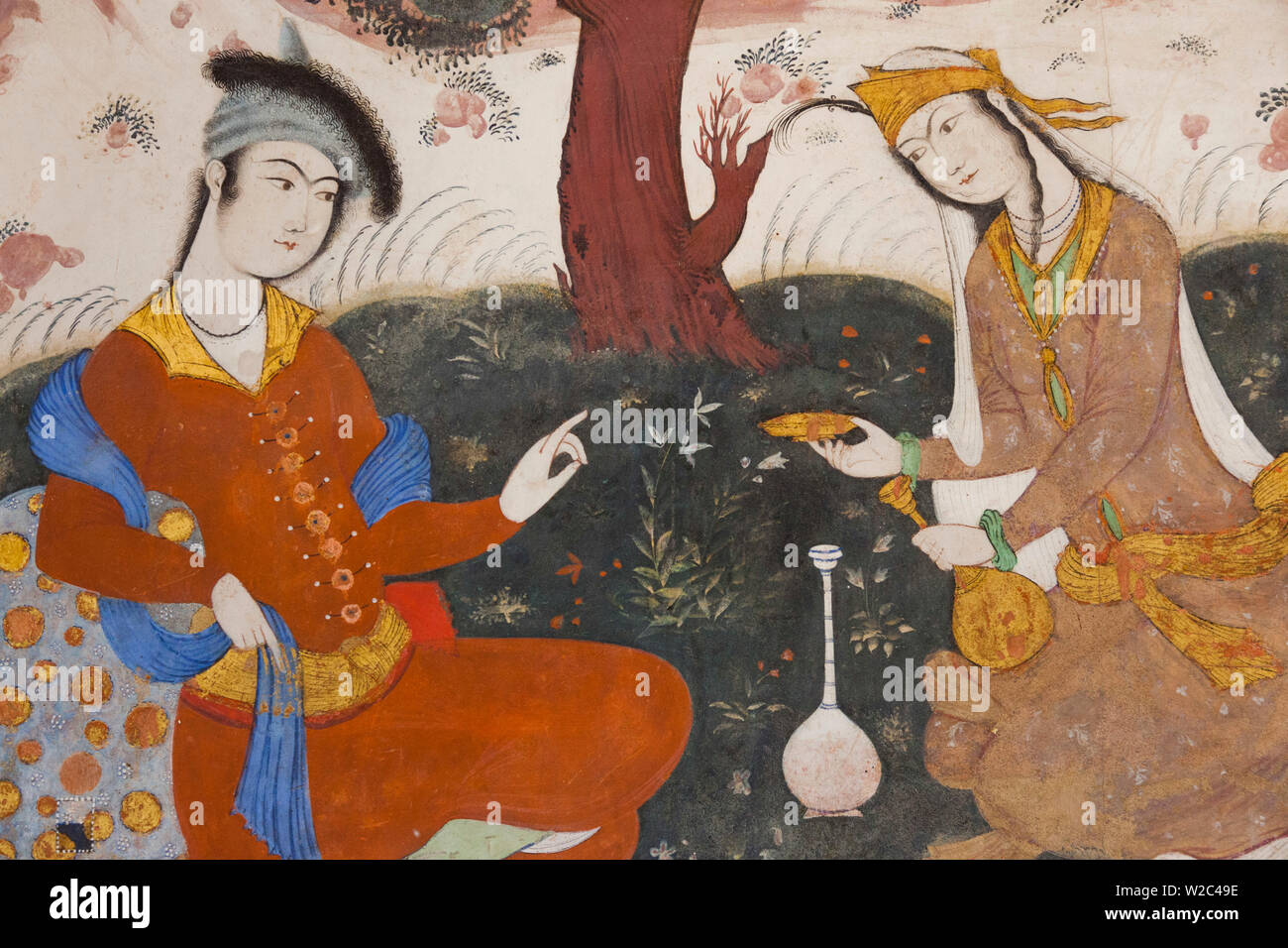 Iran, Central Iran, Esfahan, Museo di Arti Decorative, carta murale Foto Stock