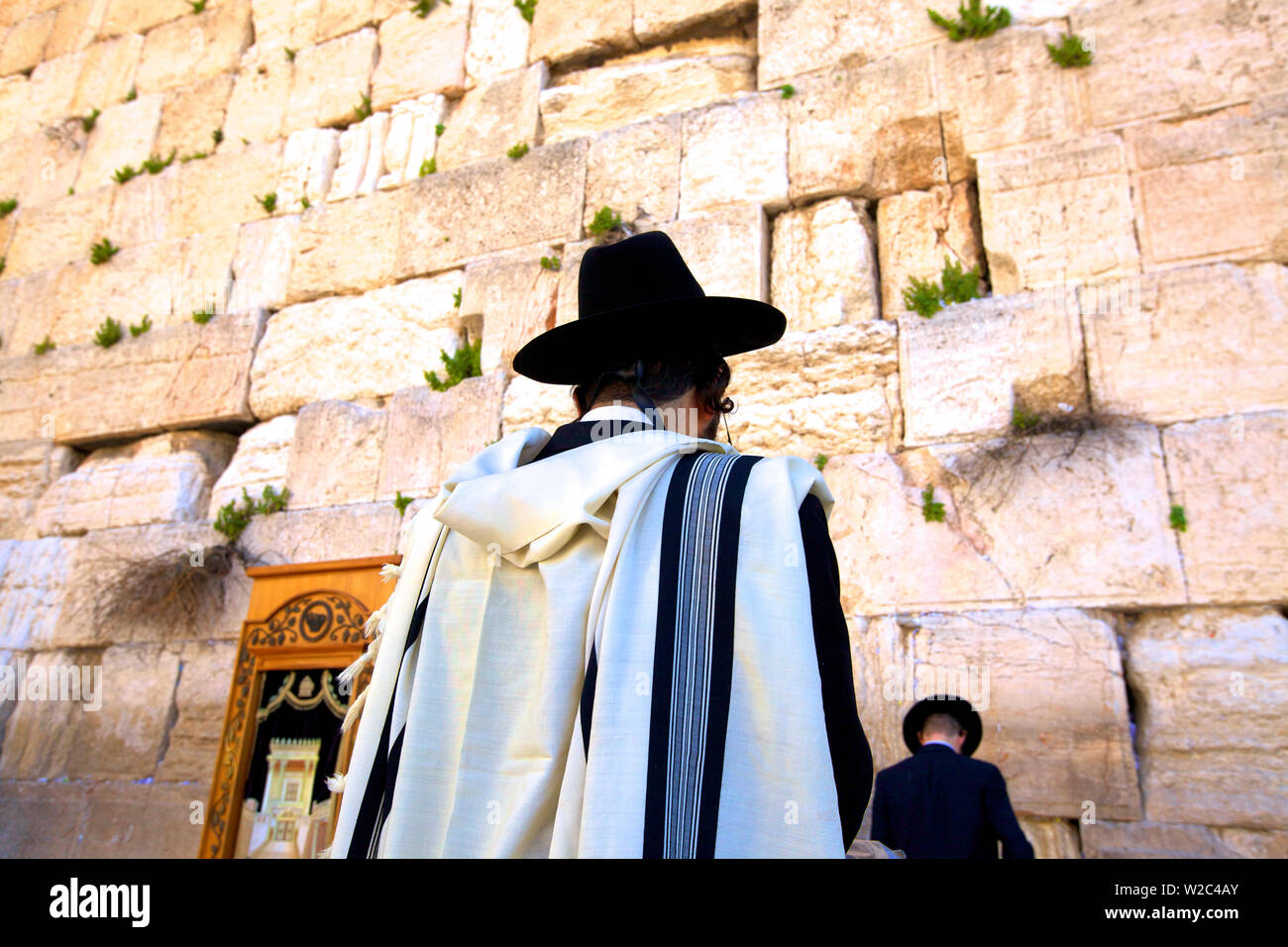 Fedeli al Muro Occidentale di Gerusalemme, Israele, Medio Oriente Foto Stock