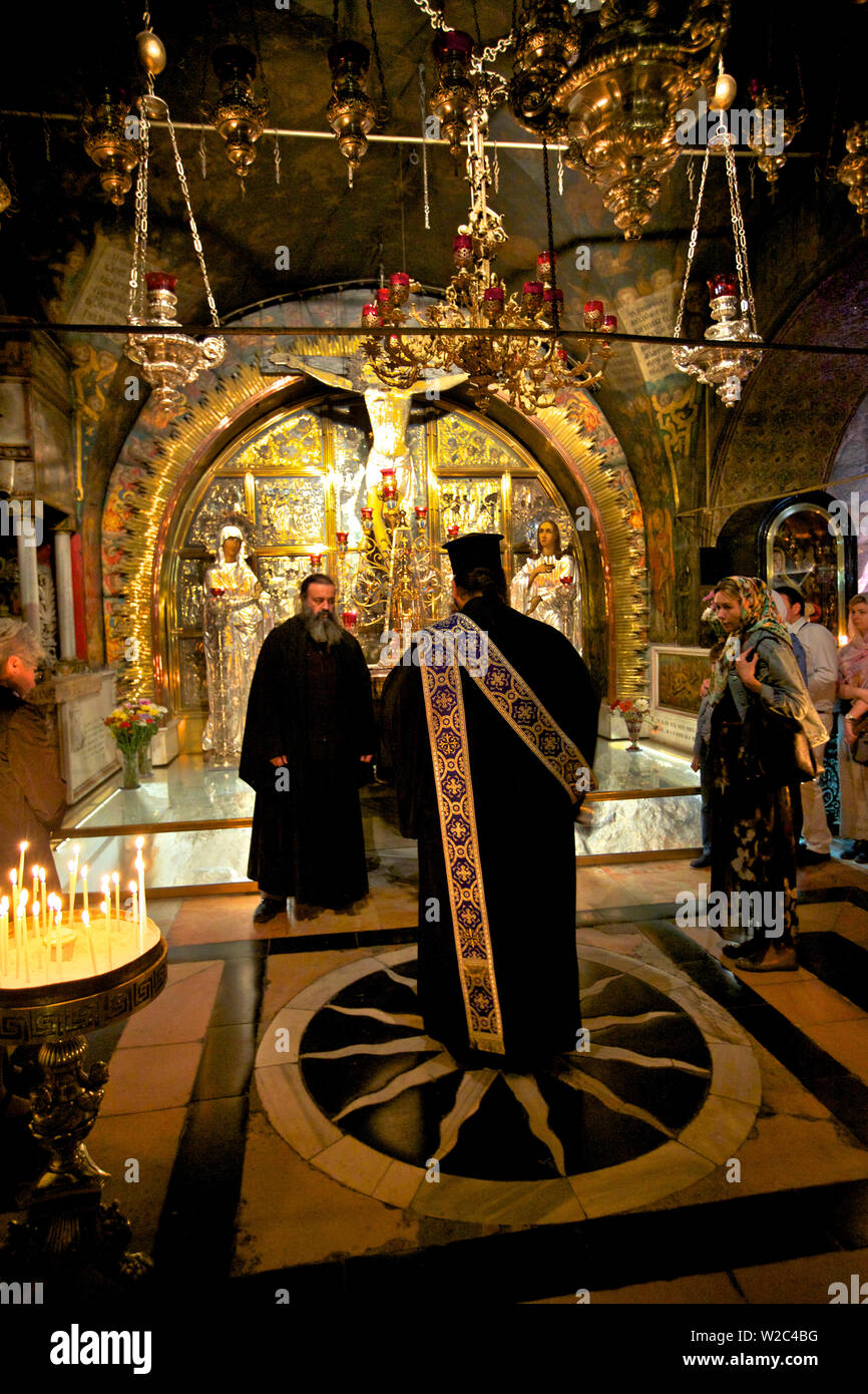 Il Golgota, la Chiesa del Santo Sepolcro di Gerusalemme, Israele, Medio Oriente Foto Stock