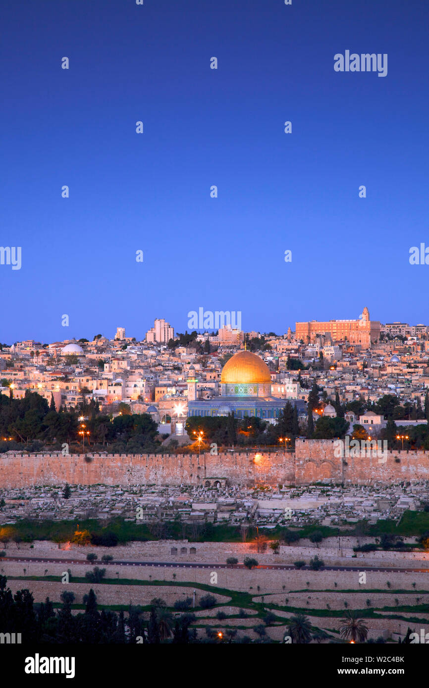 Vista di Gerusalemme dal monte degli Ulivi, Gerusalemme, Israele, Medio Oriente Foto Stock