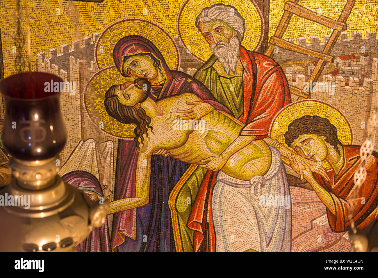 Israele, Gerusalemme, la Chiesa del Santo Sepolcro, Mosaico di Gesù Foto Stock