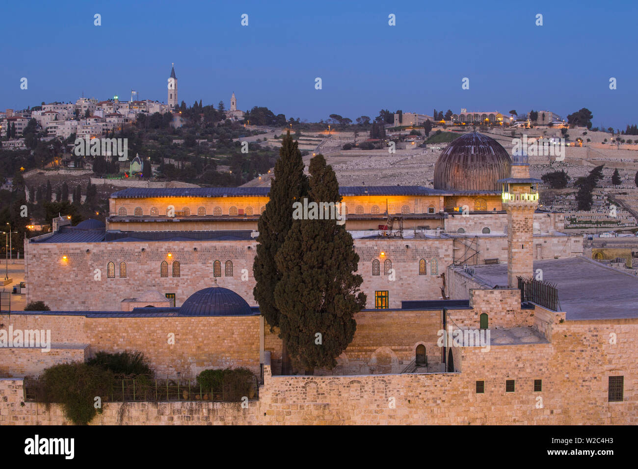Israele, Gerusalemme, città vecchia, il Monte del Tempio, vista della Moschea di Al-Aqsa Foto Stock
