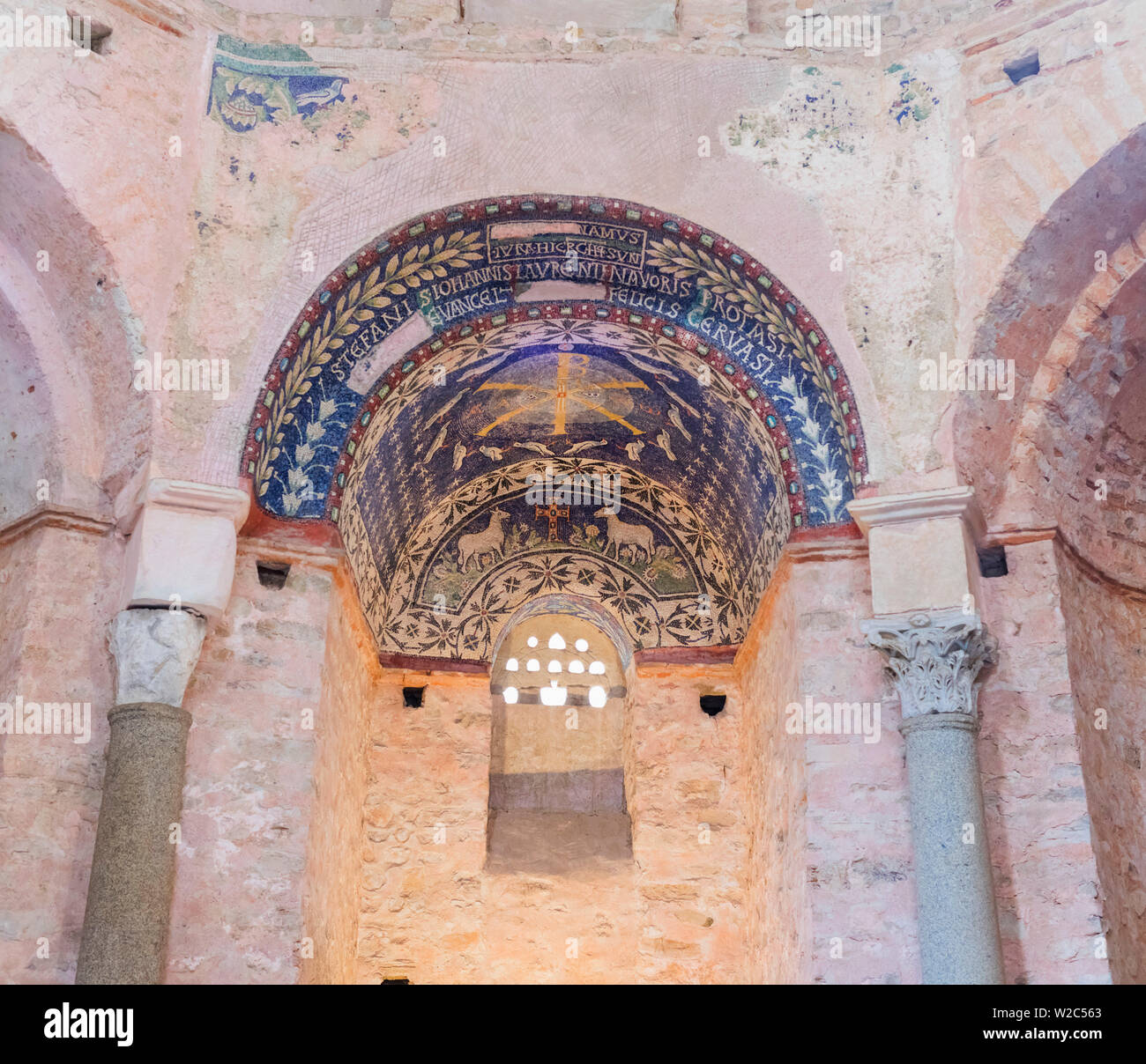 Battistero interno, mosaici, Albenga, Provincia di Savona Liguria, Italia Foto Stock