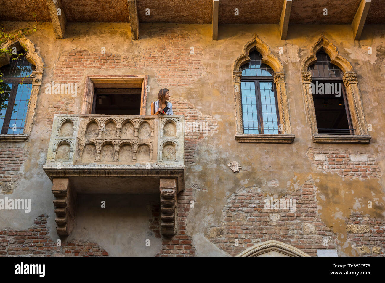 Il balcone di giulietta, Casa Giullieta, Verona, Veneto, Italia Foto Stock