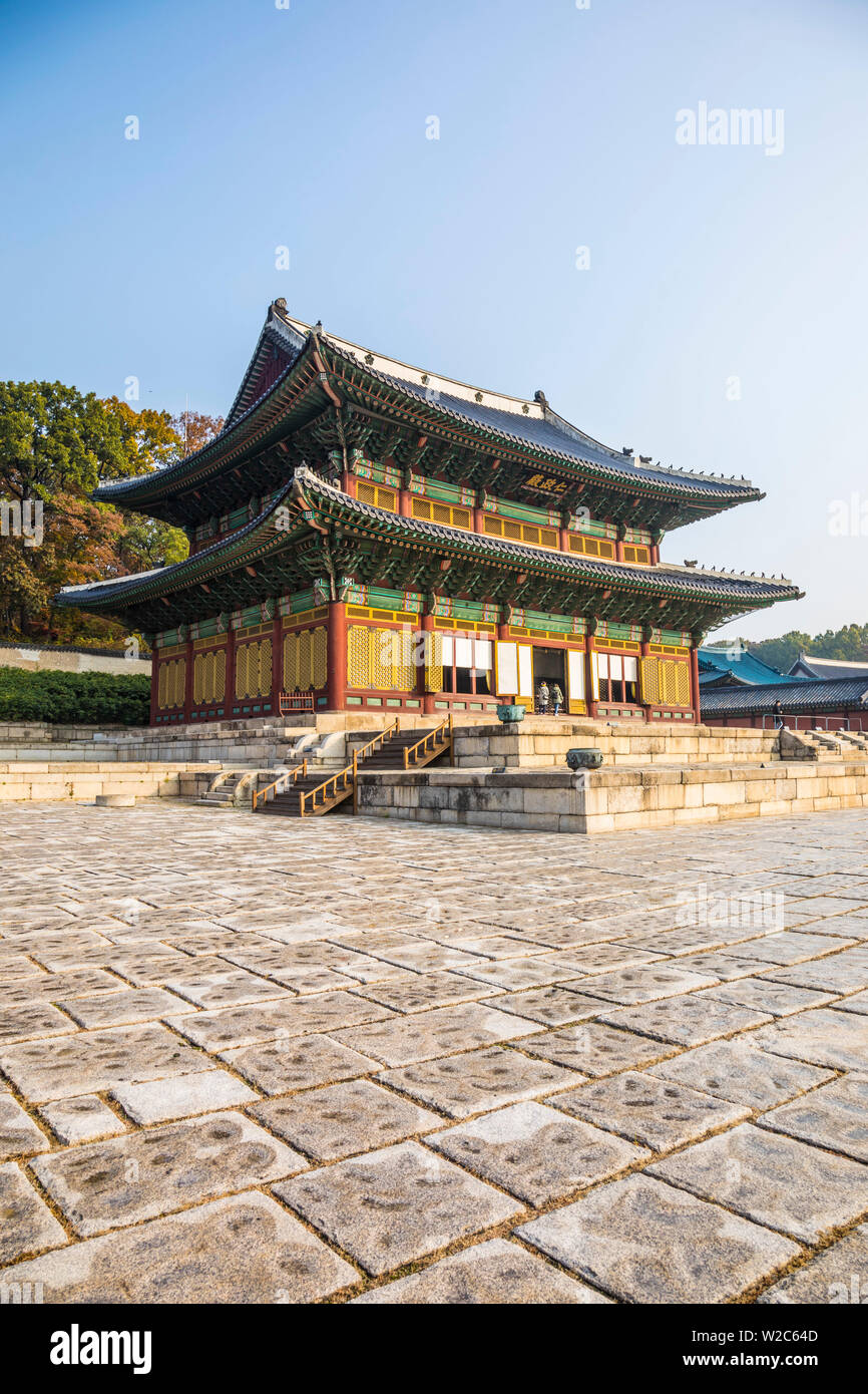 Injeongjeon (Trono Hall), hangdeokgung Palace, Seoul, Corea del Sud Foto Stock