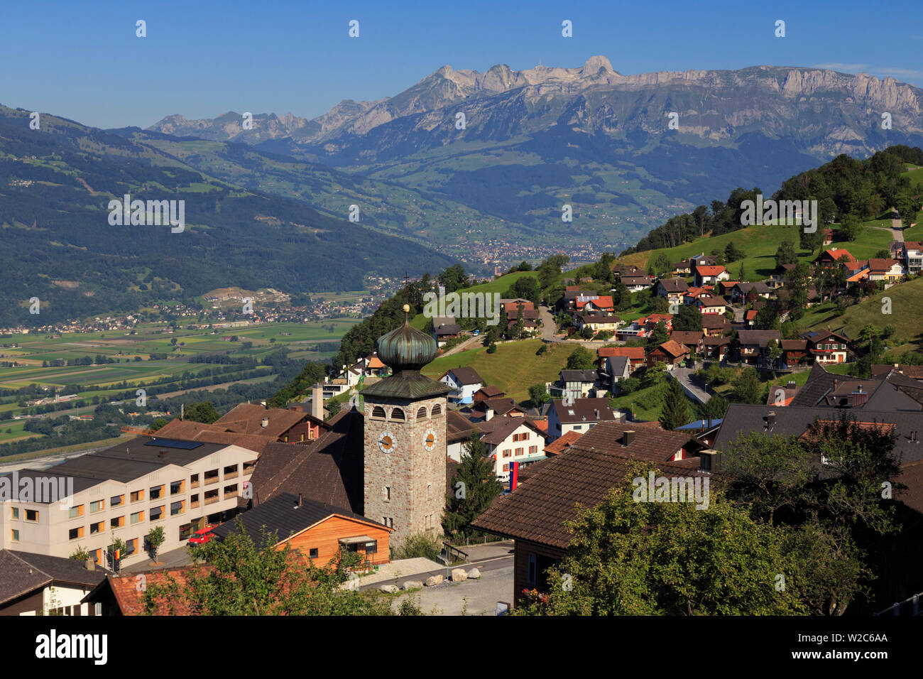 Il Liechtenstein, Steg Village, Triesen città Foto Stock