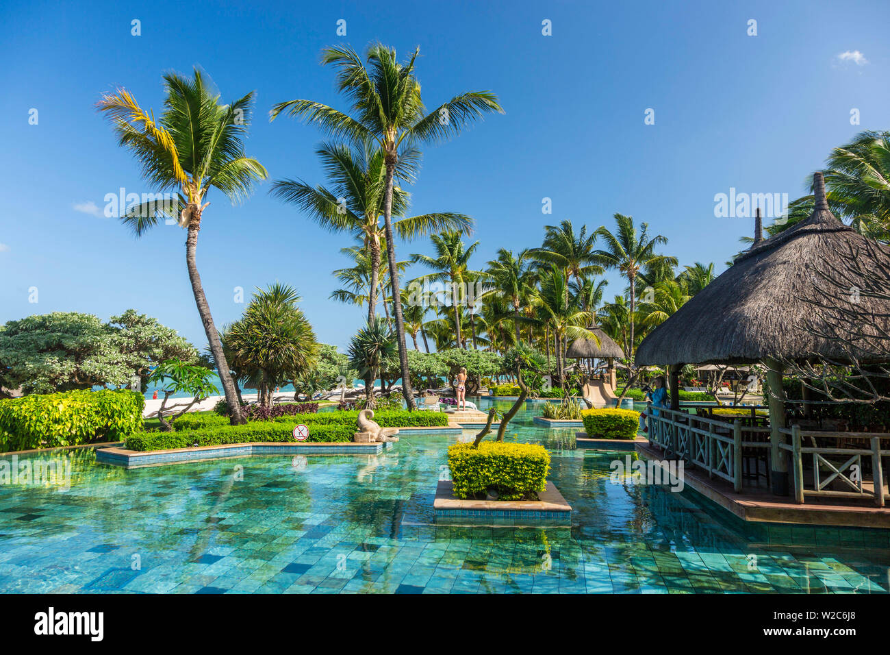 La Pirogue resort, Flic-en-Flac, RiviÃ¨re Noire (fiume nero), costa Ovest, Maurizio Foto Stock
