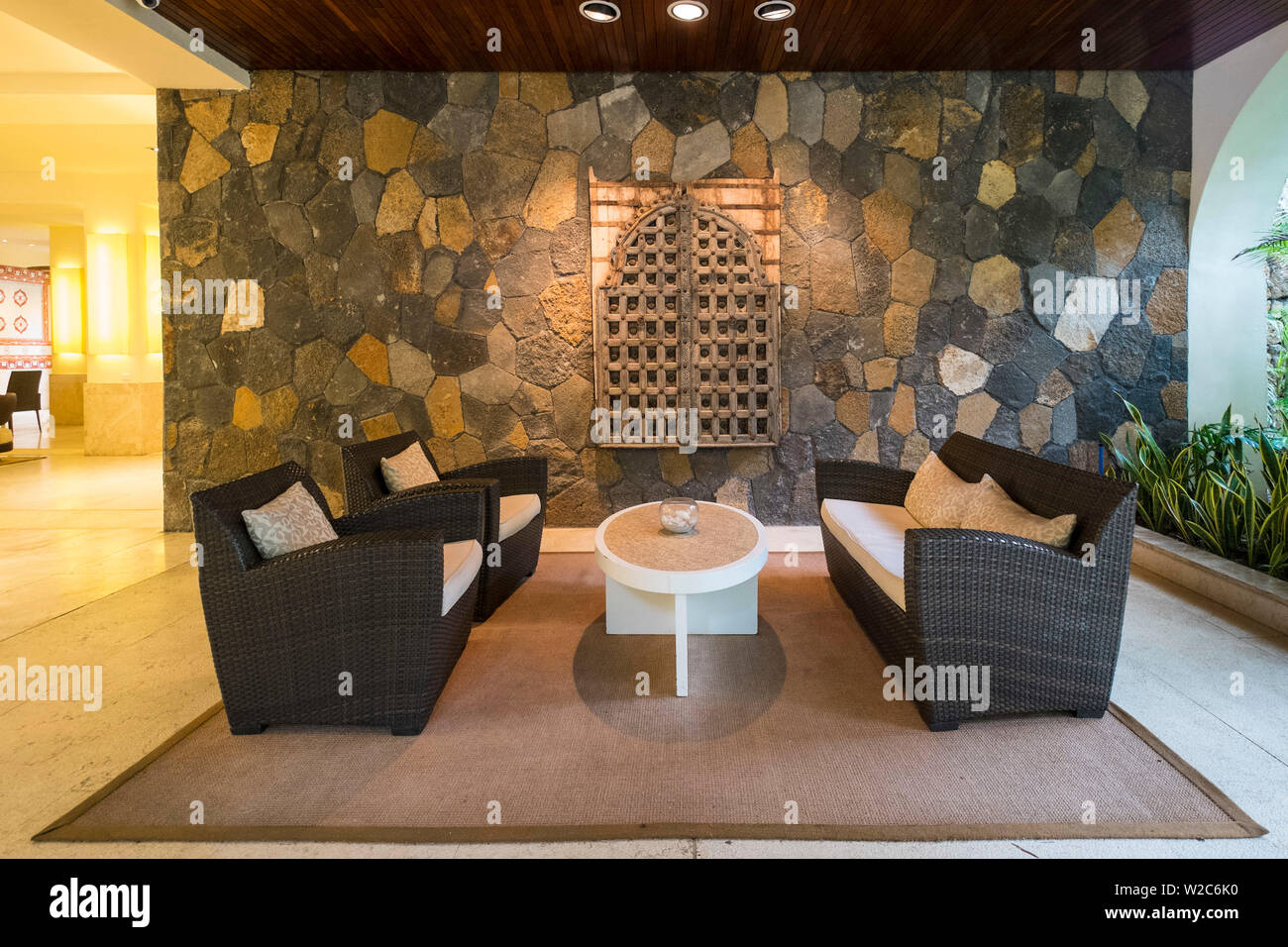 La lobby di Le Touessrok Hotel Trou d'Eau Douce, Flacq, East Coast, Mauritius Foto Stock