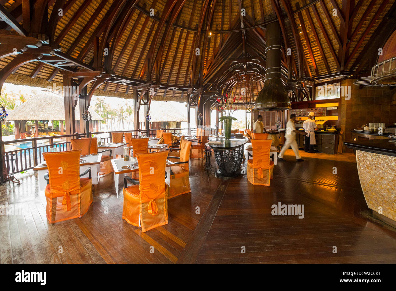 LRestaurant all'e Touessrok Hotel Trou d'Eau Douce, Flacq, East Coast, Mauritius Foto Stock