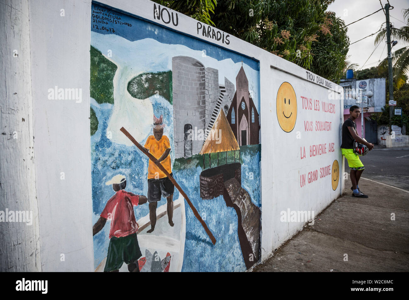 Pitture Murali, Trou d'Eau Douce, Flacq, East Coast, Mauritius Foto Stock