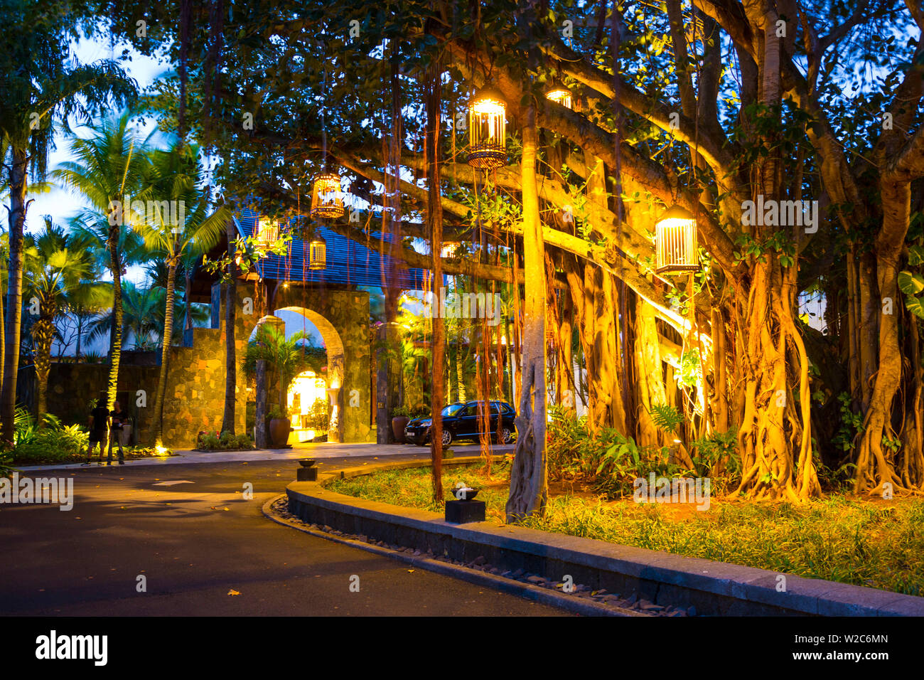 Ingresso a Le Touessrok Hotel Trou d'Eau Douce, Flacq, East Coast, Mauritius Foto Stock