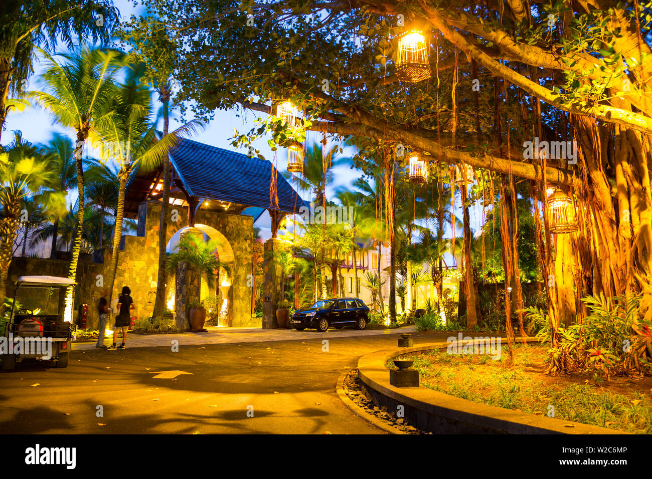 Ingresso a Le Touessrok Hotel Trou d'Eau Douce, Flacq, East Coast, Mauritius Foto Stock