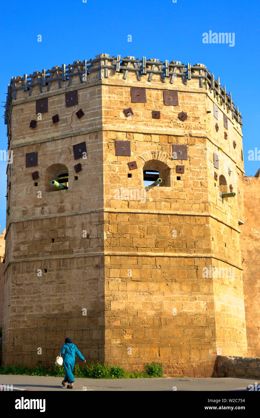 Le mura della città, Oudaia Kasbah, Rabat, Marocco, Africa del Nord Foto Stock